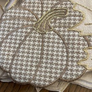Gold, Cream Taupe Houndstooth Pumpkin table Runner
